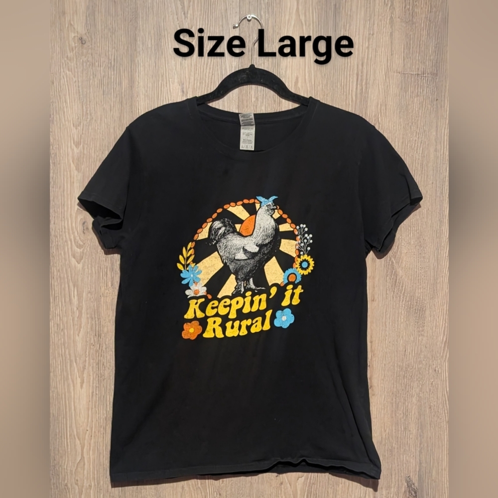 Black Graphic Rooster Tee
